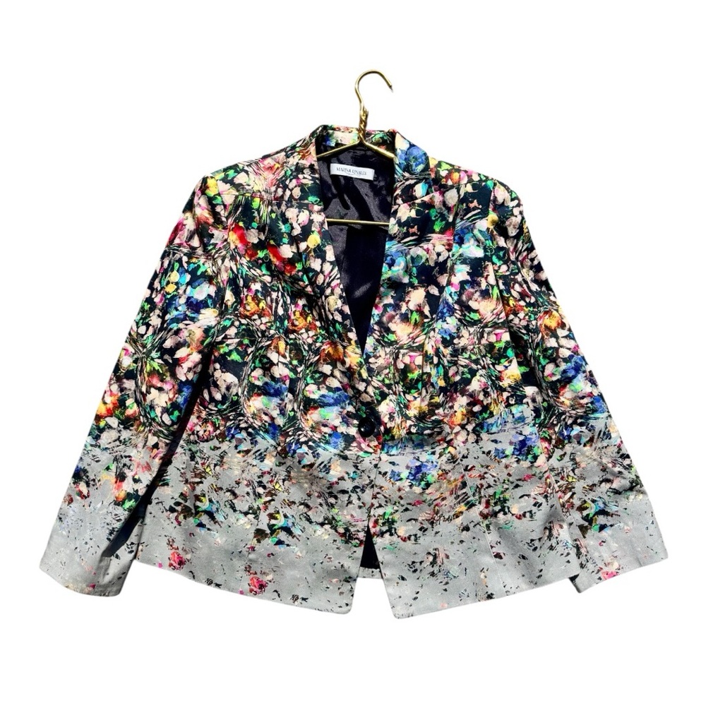 Marina Rinaldi Women’s Multicolor Floral Print Blazer Cotton Stretch Jacket M